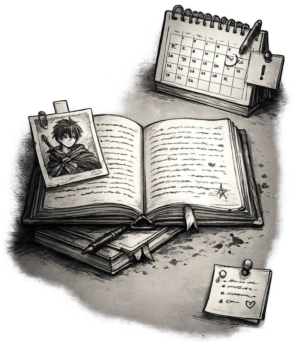 Notes et personnages liés au chapitre en cours dans Plumelisse